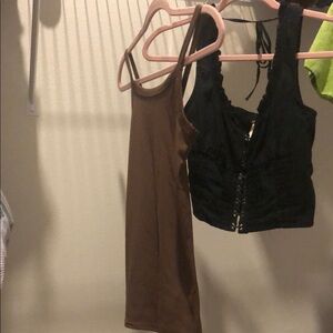 Brown ribbed Women's Top